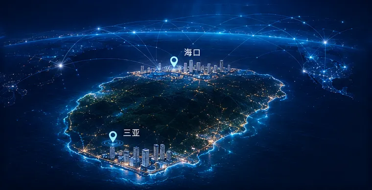 海南岛与海口、三亚商业连接网络示意